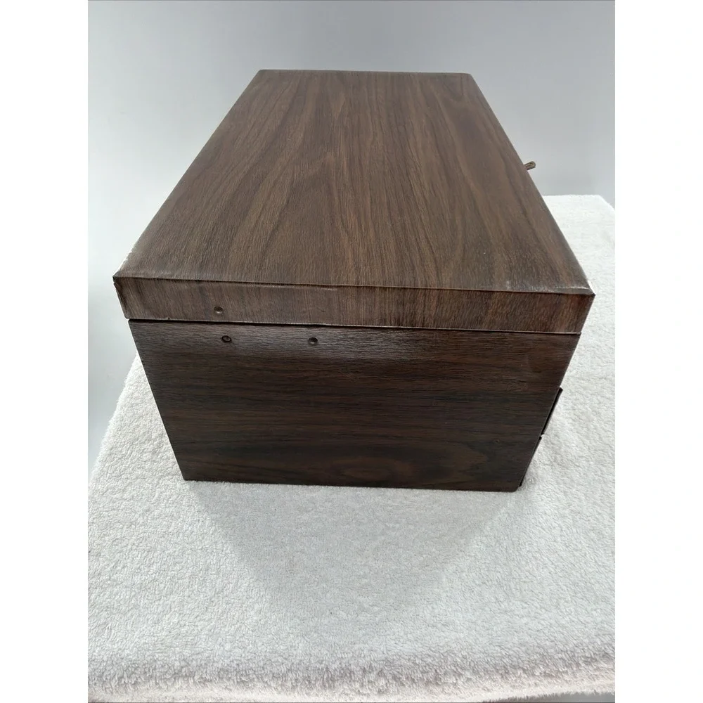 Midcentury Leatherette Large Drawer Jewelry Box, With Mirror 16x9x6.5